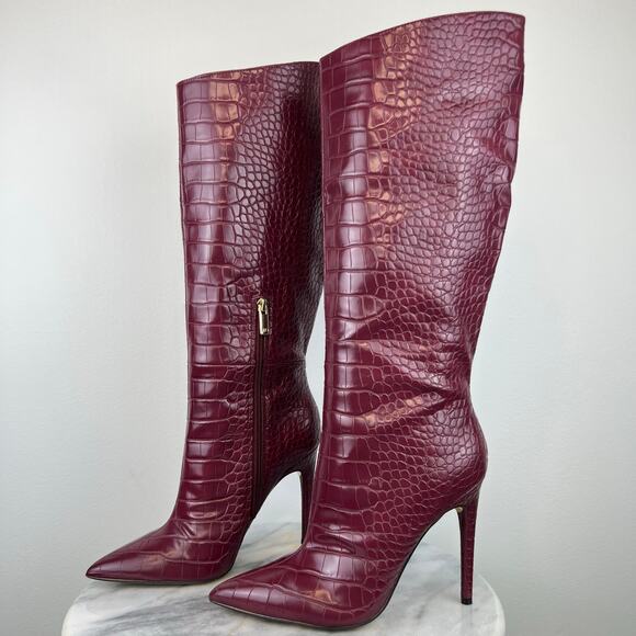Jlo Jennifer Lopez Dark Red Adalynn Tall Stiletto Boots (Sz 9) - Picture 12 of 12
